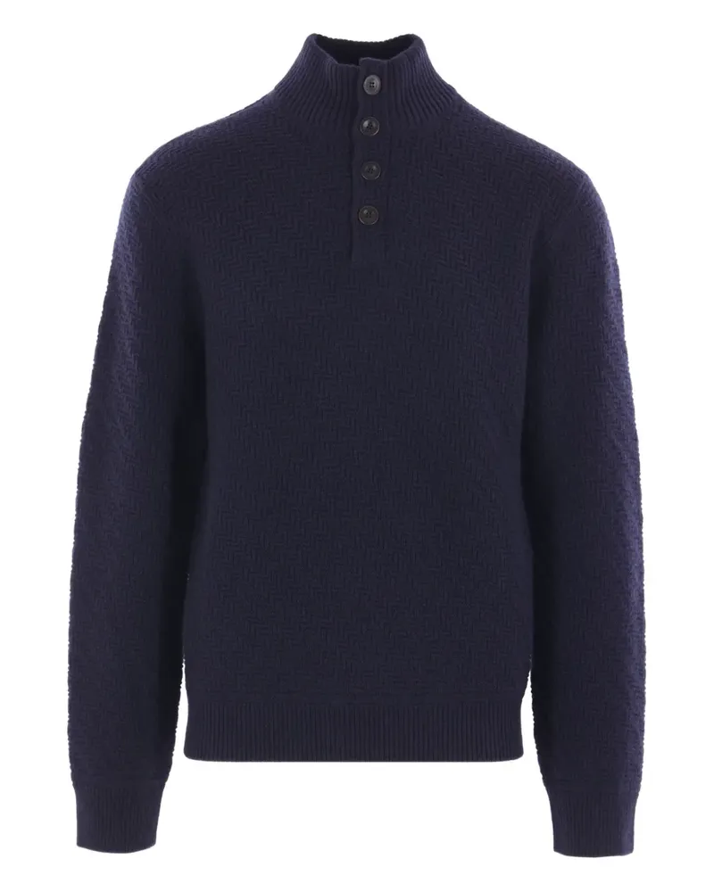 Giorgio Armani Strukturierter Kaschmirpullover mit Stehkragen - Blau Blau