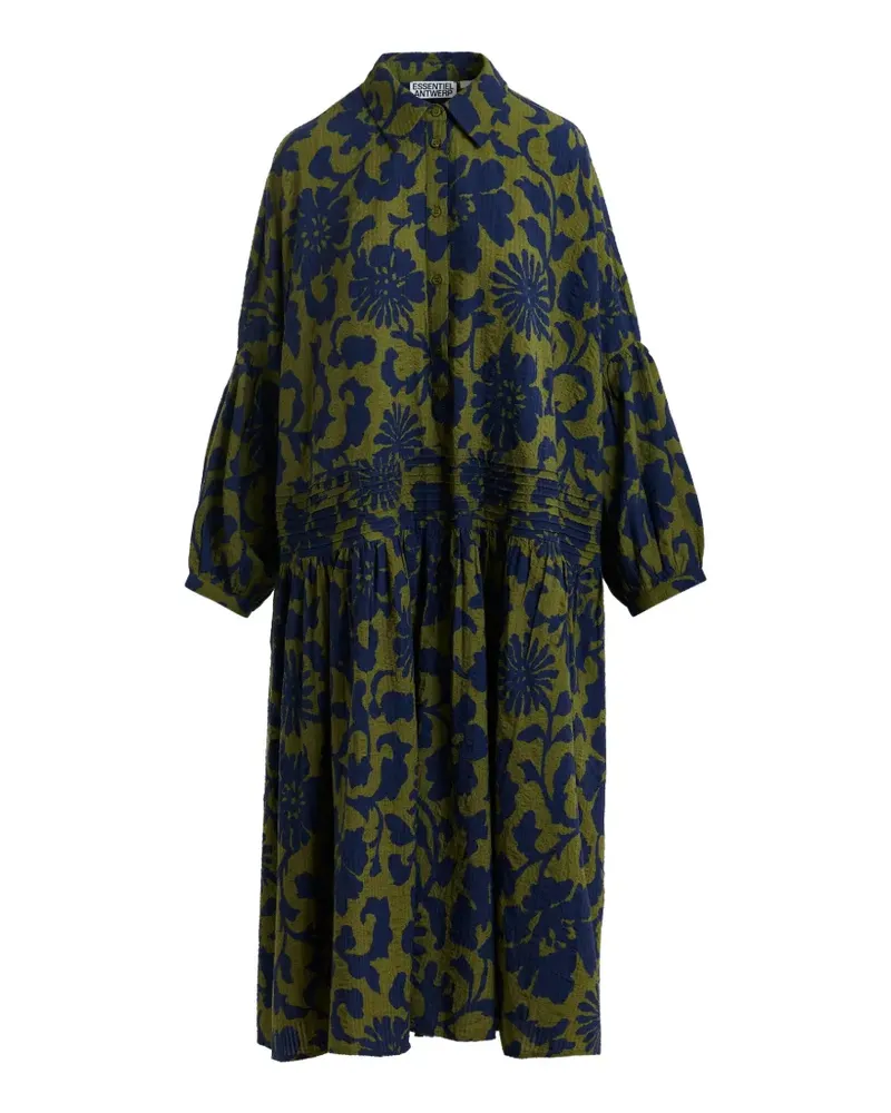 Essentiel floral-print pleated shirt dress - Grün Grün