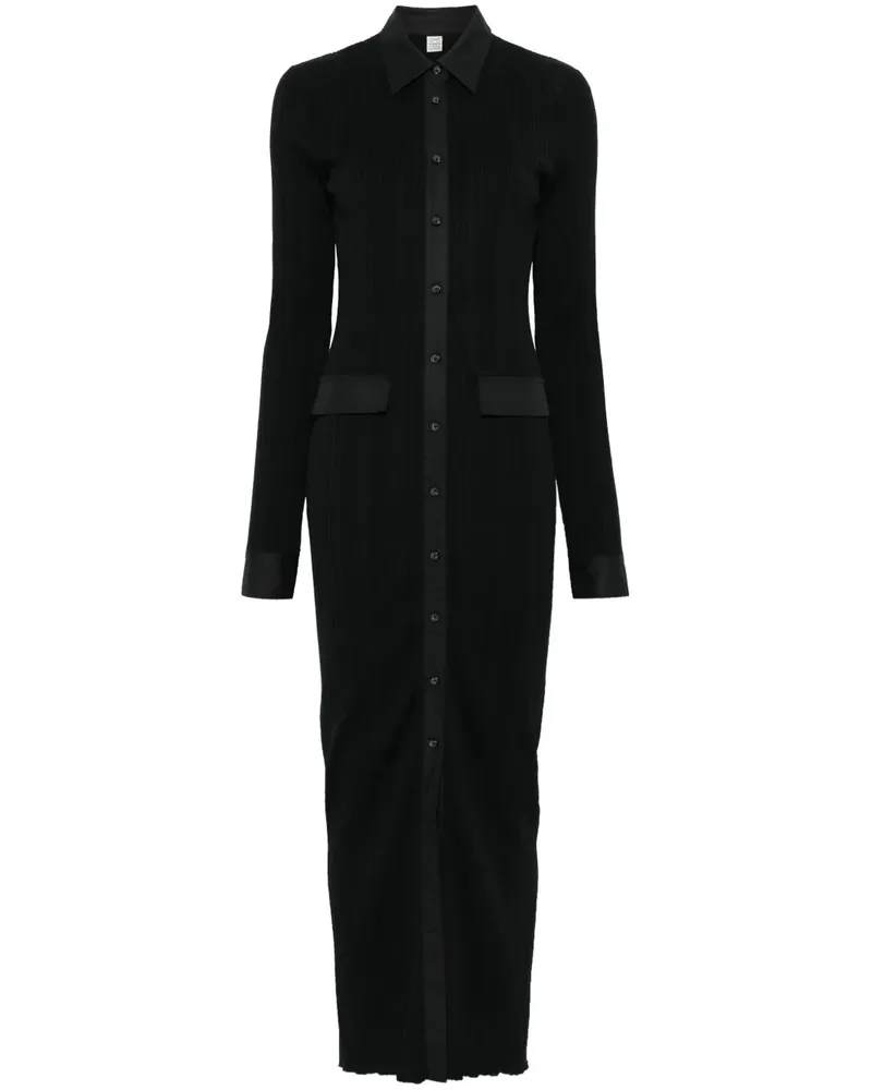 Totême Gestricktes Hemd-Maxikleid - Schwarz Schwarz