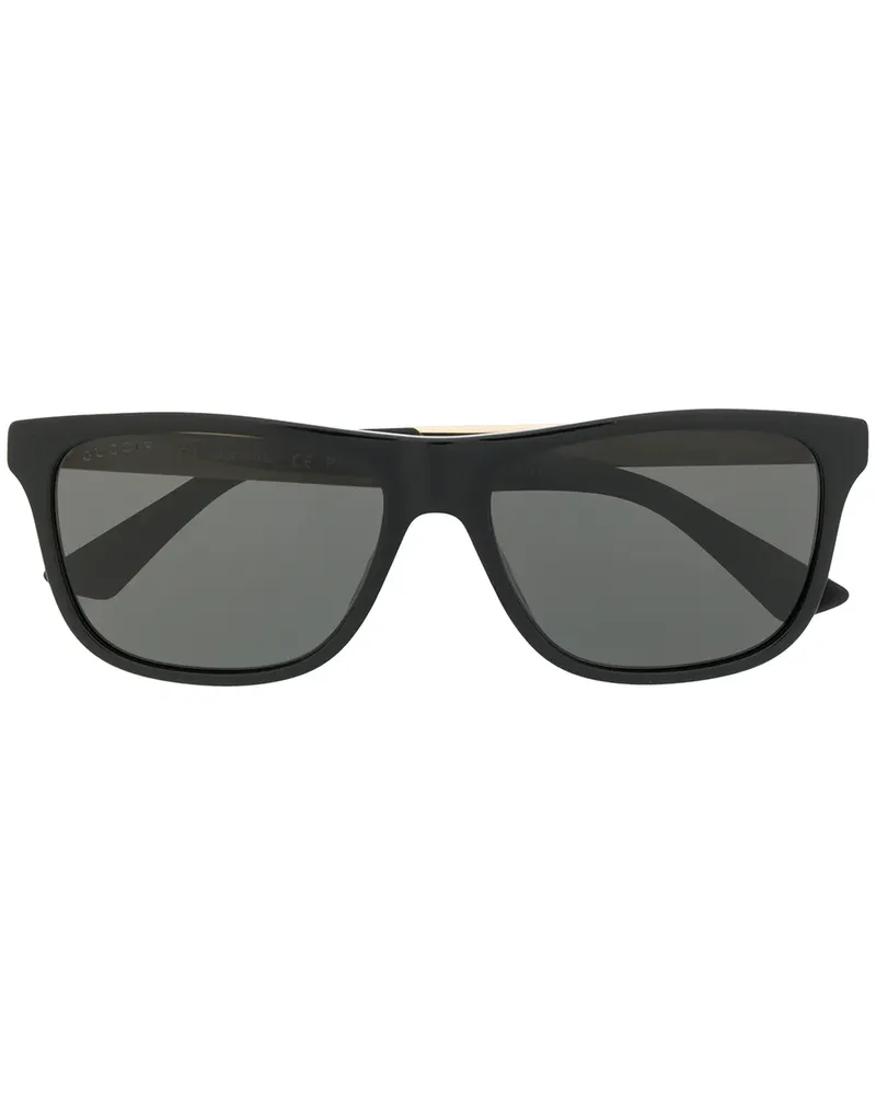 Gucci Sonnenbrille mit eckigem Gestell - Schwarz Schwarz