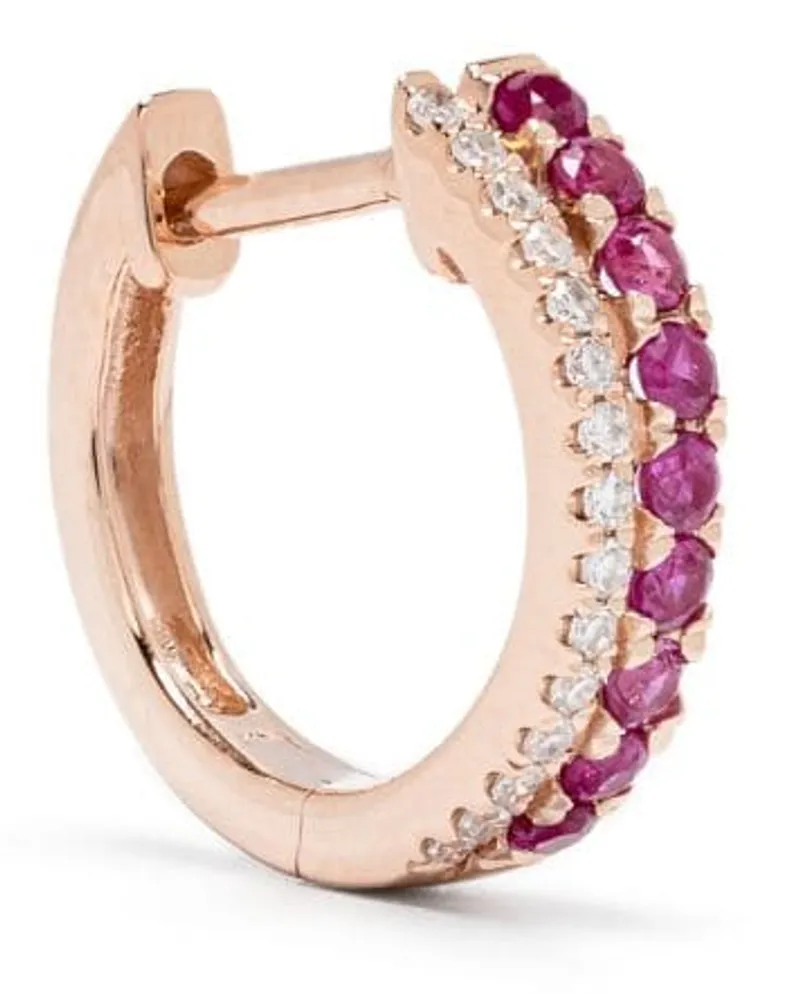 Roxanne First 14kt Row Gelbgoldohrring mit pinken Saphiren und Diamanten - Rosa Rosa