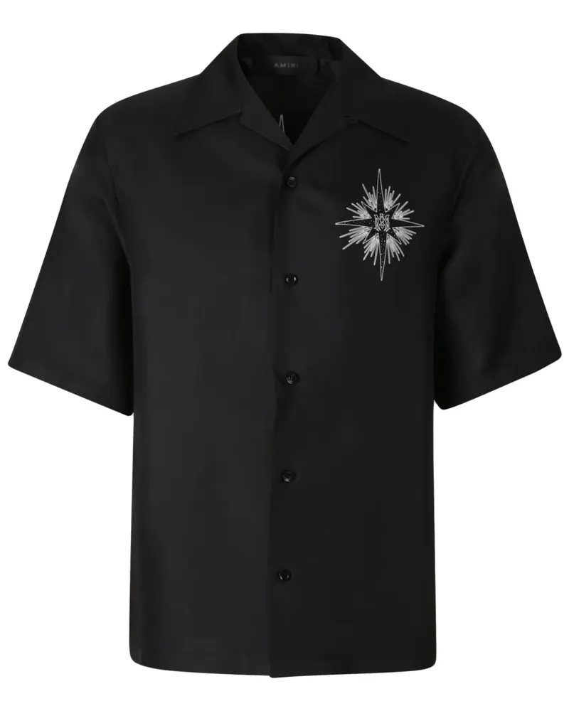Amiri Seidenhemd mit Logo-Stickerei Schwarz
