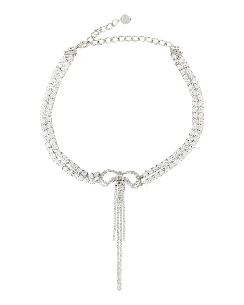 Self-Portrait Double Crystal Bow Halskette - Silber Silber