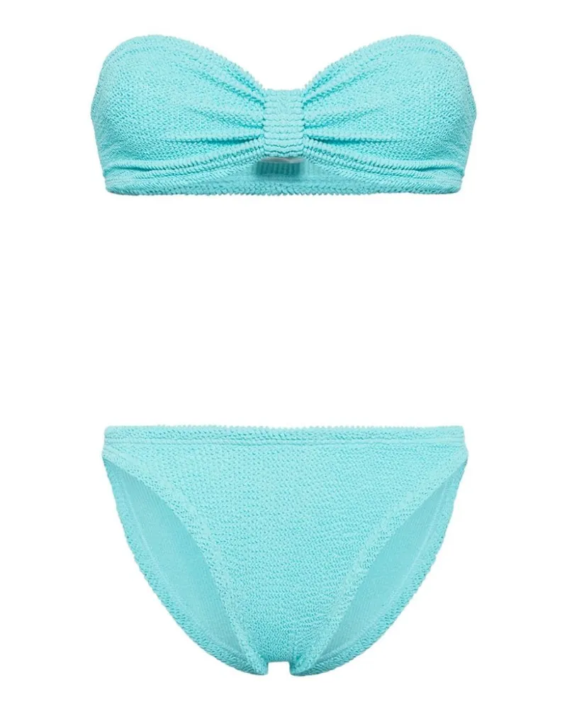 Hunza G Jean Bikini mit Knitteroptik - Blau Blau