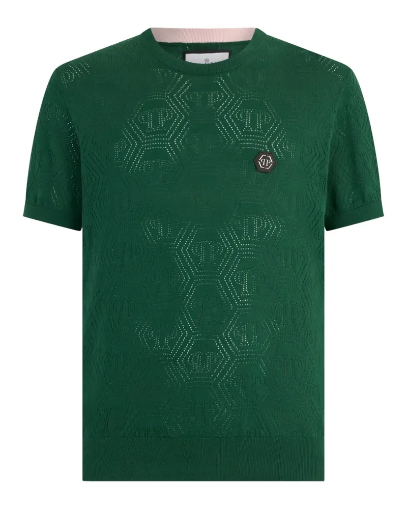 Philipp Plein T-Shirt mit Monogrammmuster - Grün Grün