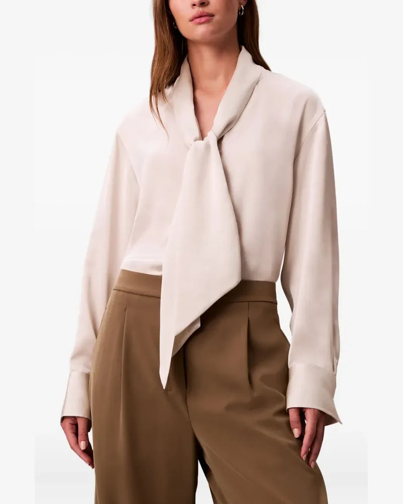 Calvin Klein Bluse mit Schleifenkragen - Nude Nude