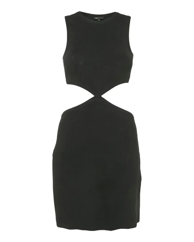 Maje Geripptes Minikleid mit offener Taille - Schwarz Schwarz