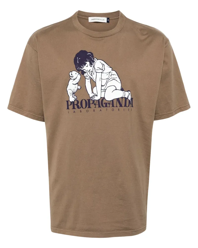 Undercover T-Shirt mit Slogan-Print - Braun Braun