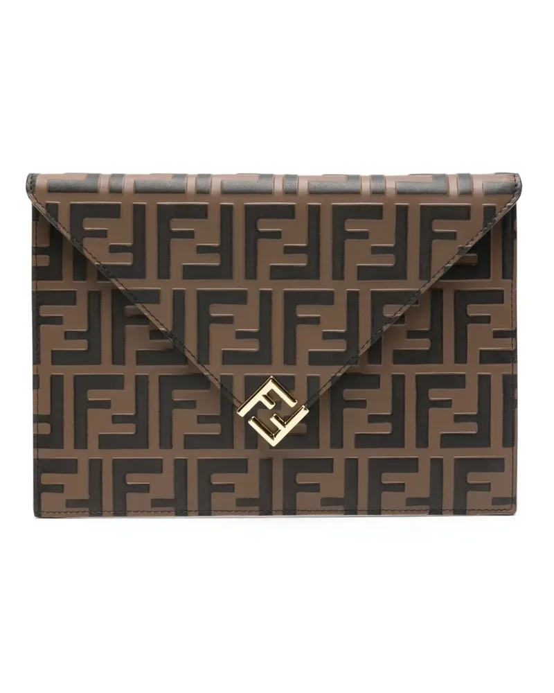 Fendi Handtasche mit Logo-Schild - Braun Braun
