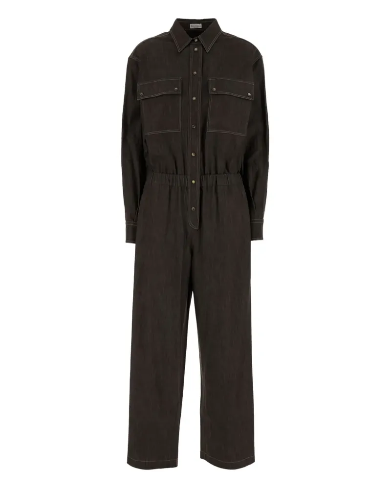 Brunello Cucinelli Jumpsuit mit geknöpfter Tasche - Braun Braun