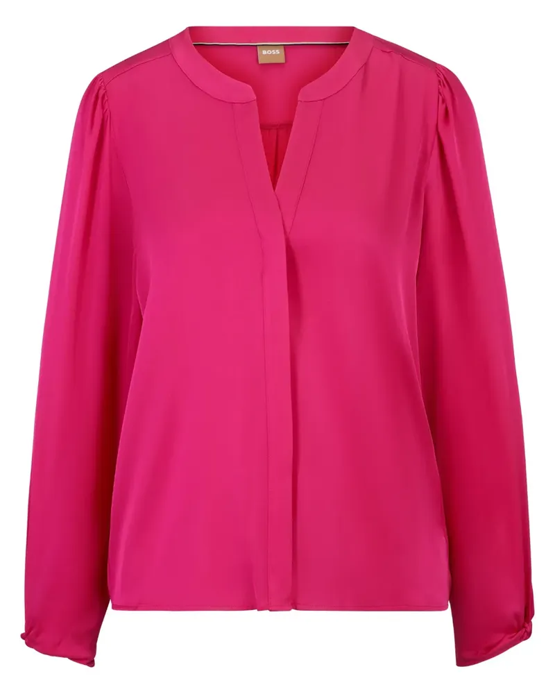 HUGO BOSS Seidengemisch-Bluse mit offenem Kragen - Rosa Rosa