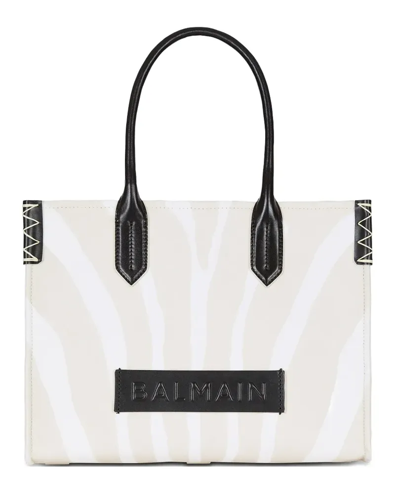 Balmain Mittelgroßer Shopper mit Logo-Patch - Weiß Weiß