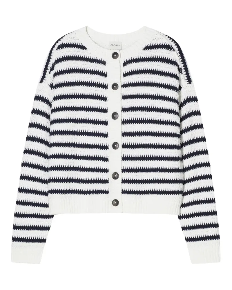 Closed Gestreifter Cardigan mit Knöpfen - Weiß Weiß