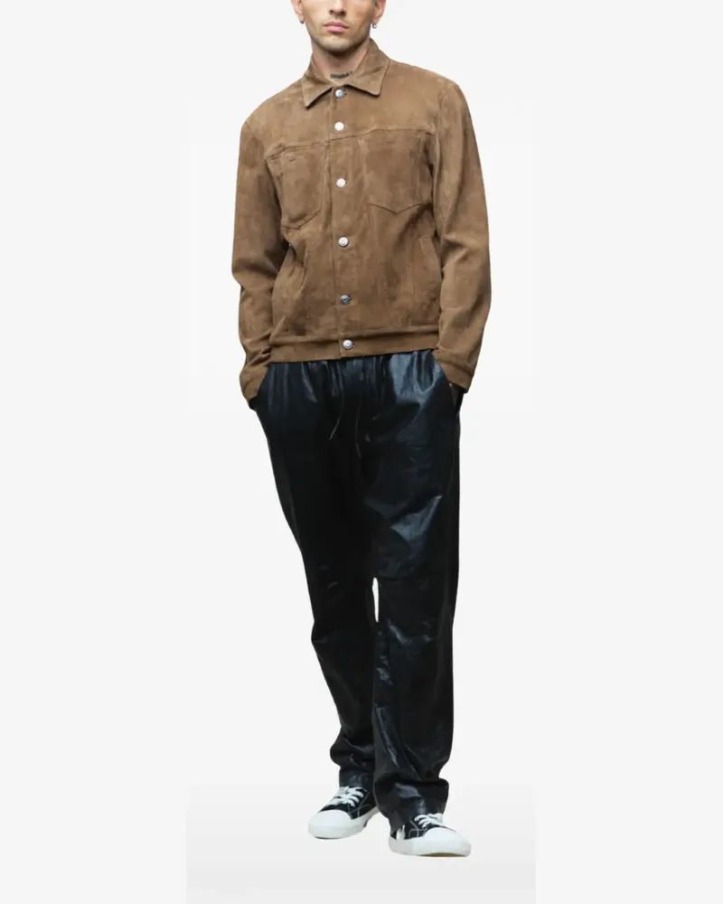 Giorgio Brato button-up suede jacket - Braun Braun