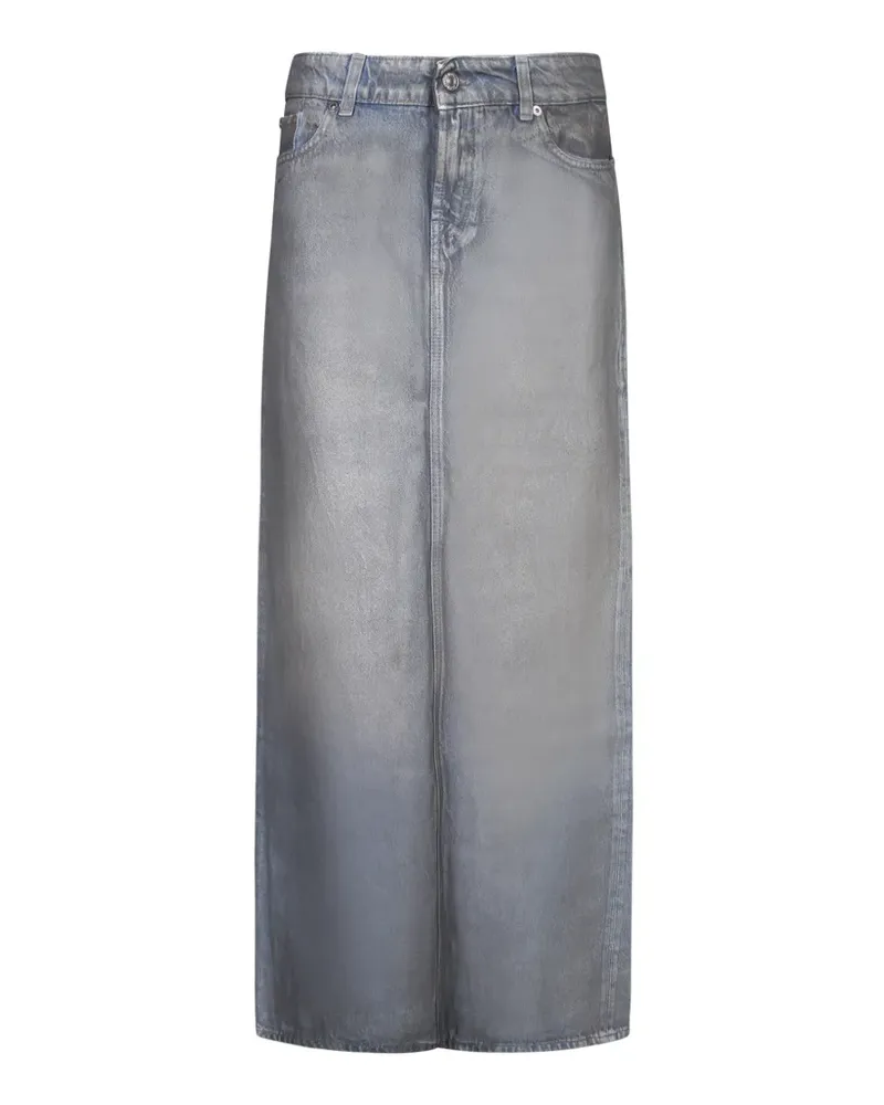 7 for all mankind Maxirock im Metallic-Look mit Schlitz - Grau Grau