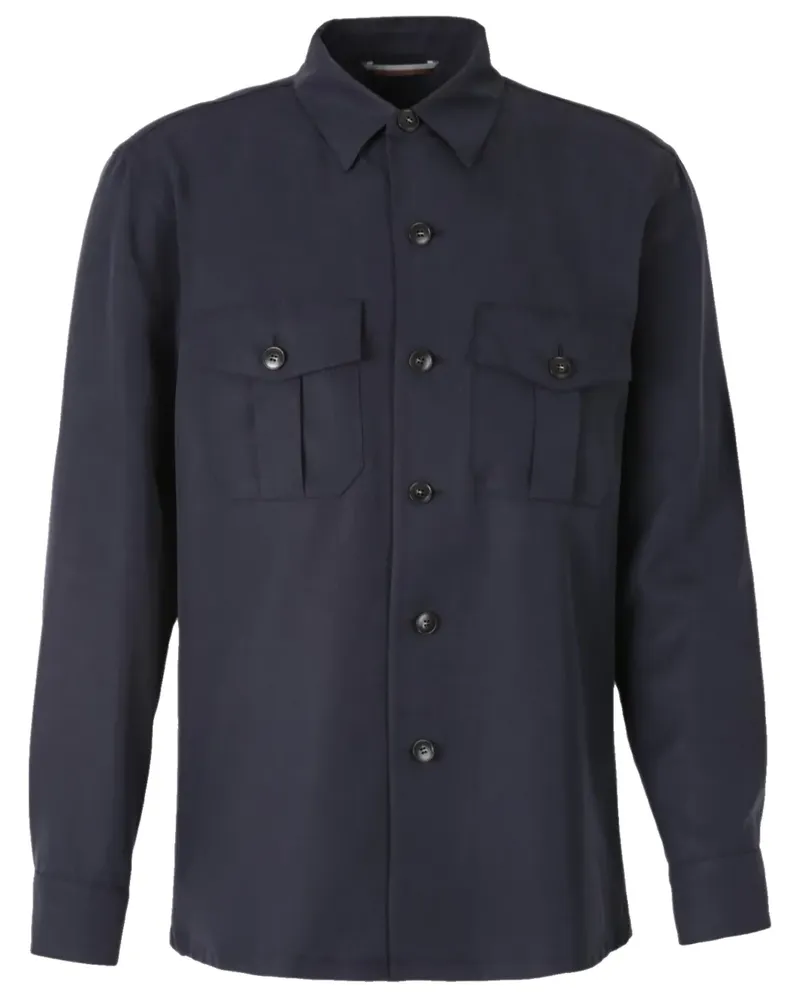 Canali Geknöpfte Hemdjacke - Blau Blau
