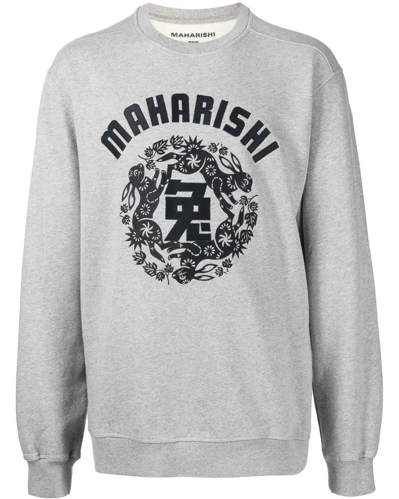 maharishi Sweatshirt mit Logo-Print Grau