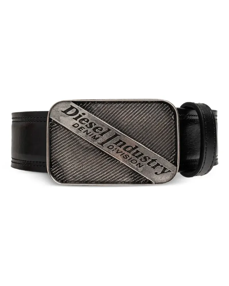 Diesel Logo B-Industry leather belt - Schwarz Schwarz