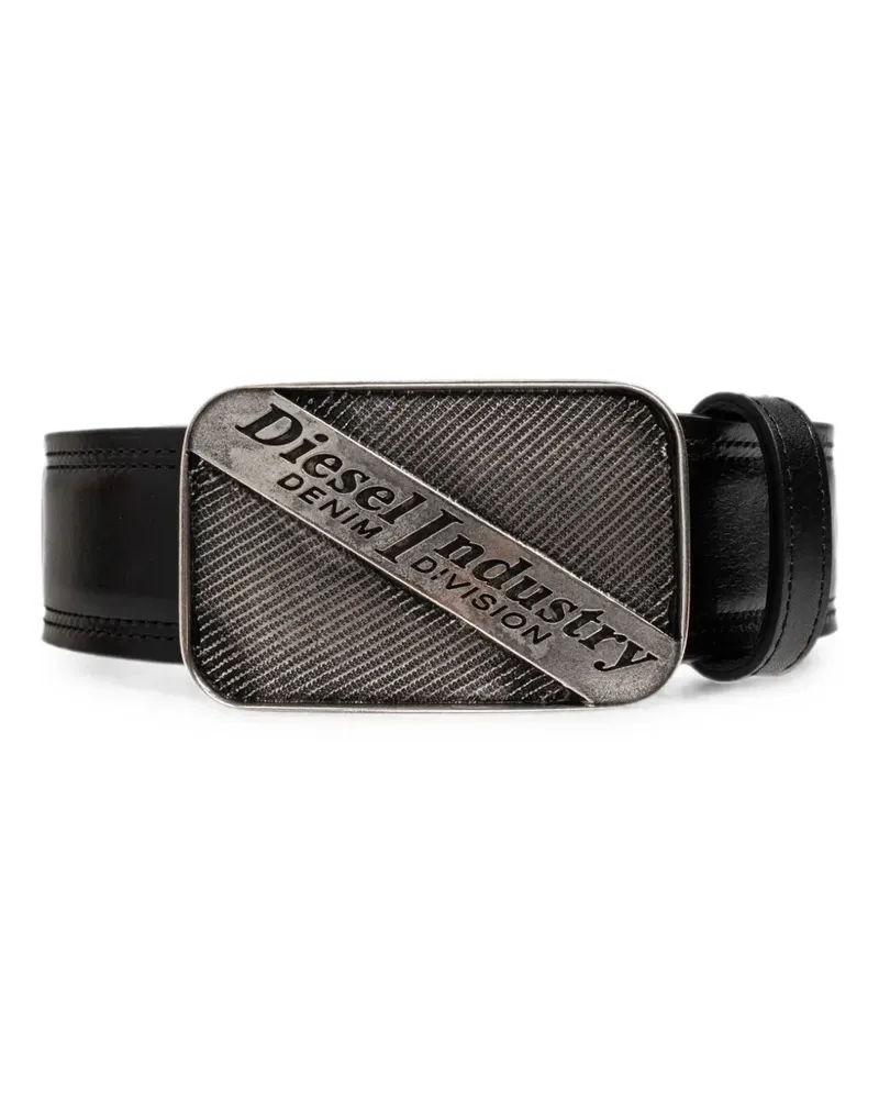 Diesel Logo B-Industry leather belt - Schwarz Schwarz