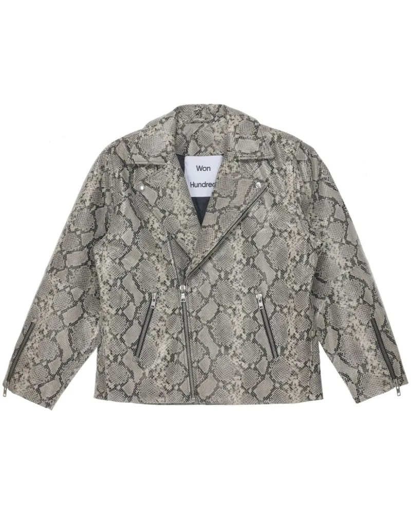 Won Hundred Lederjacke mit Schlangen-Optik - Grau Grau