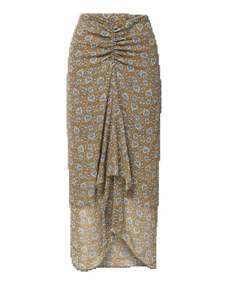 Veronica Beard Geraffter Limani Rock mit Blumenprint - Braun Braun