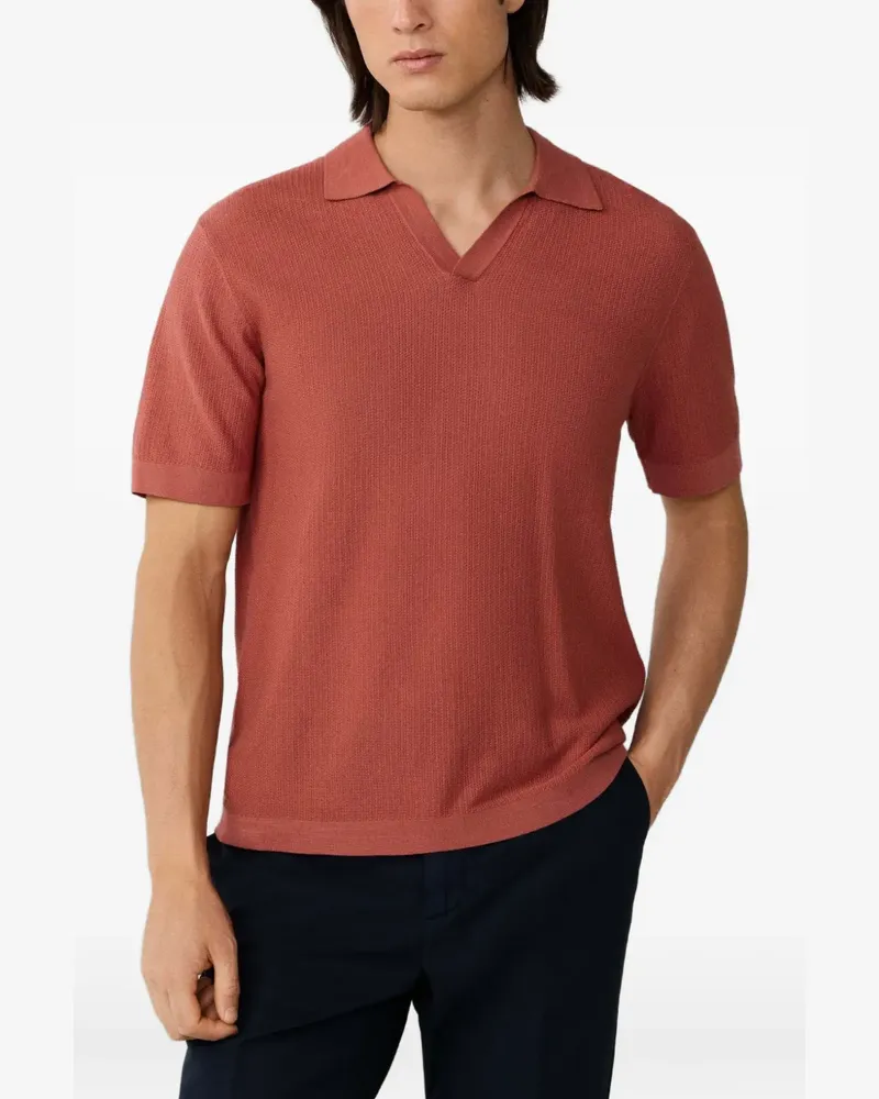 Hackett Strukturiertes Strick-Poloshirt mit Riviera-Kragen - Rot Rot