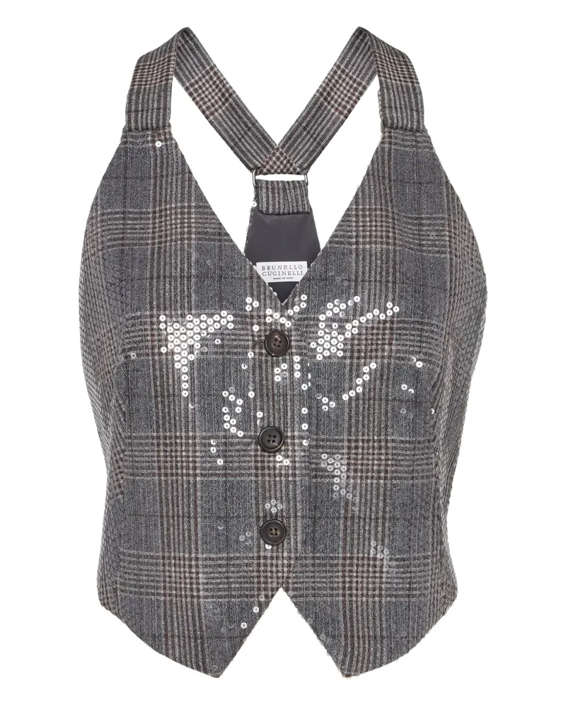 Brunello Cucinelli Weste mit Pailletten - Grau Grau