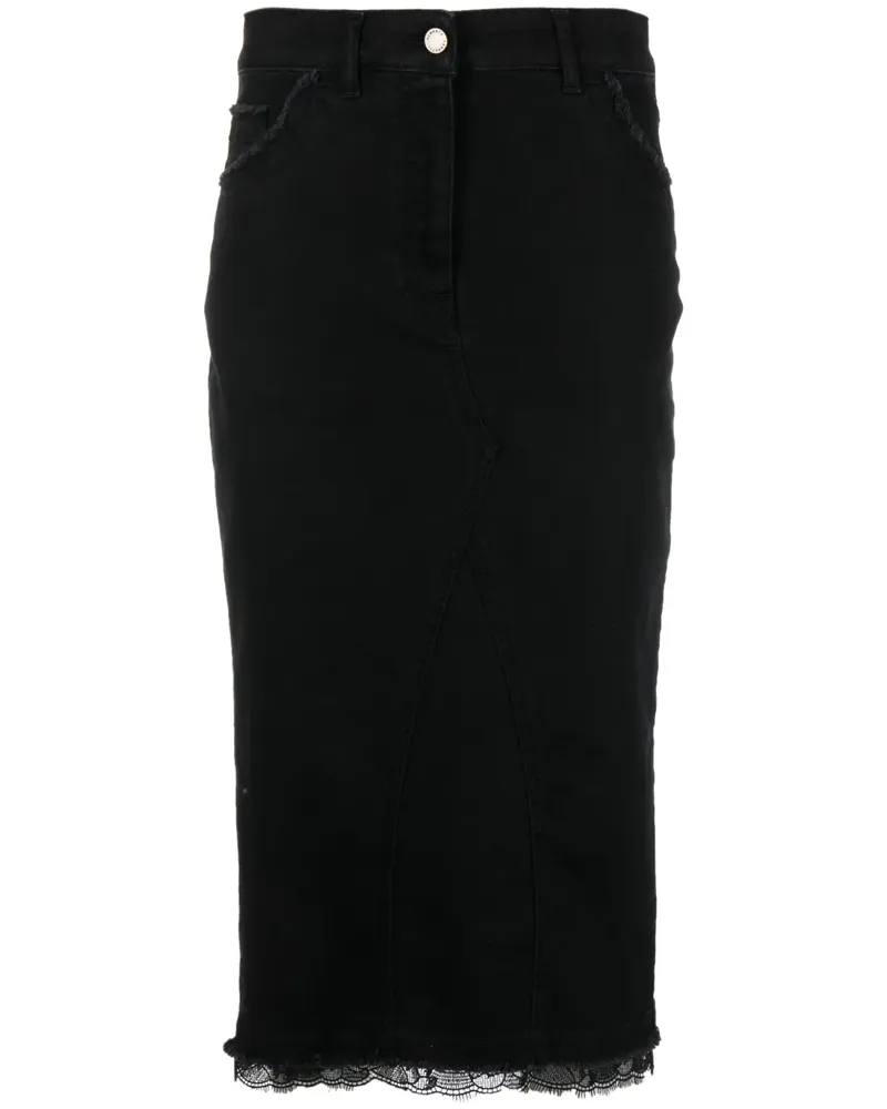 Alberta Ferretti Bleistiftrock mit Spitzensaum - Schwarz Schwarz