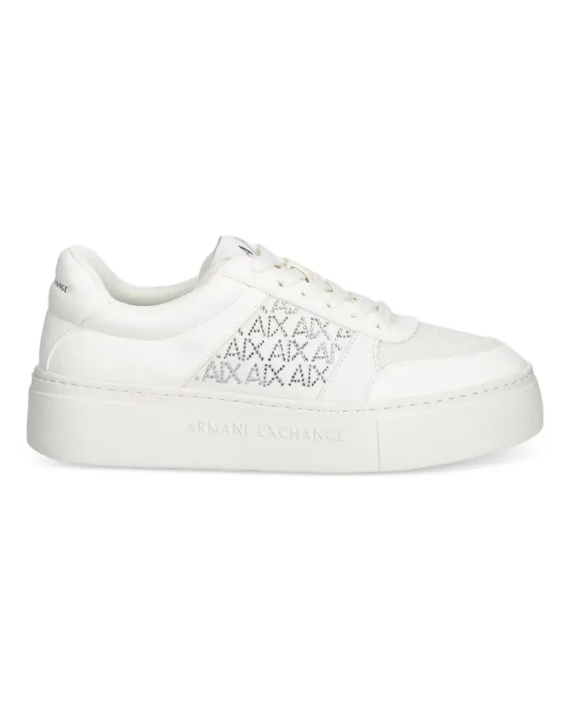 Armani Exchange rhinestone-logo platform sneakers - Weiß Weiß