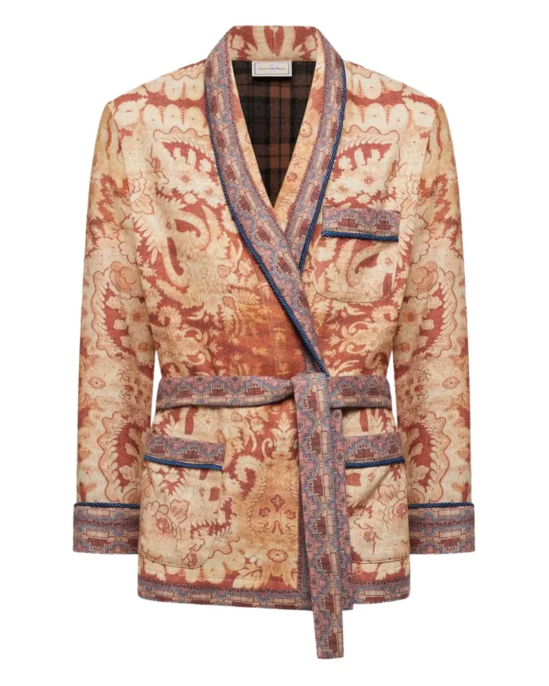 Pierre-Louis Mascia damask-pattern belted jacket - Orange Orange