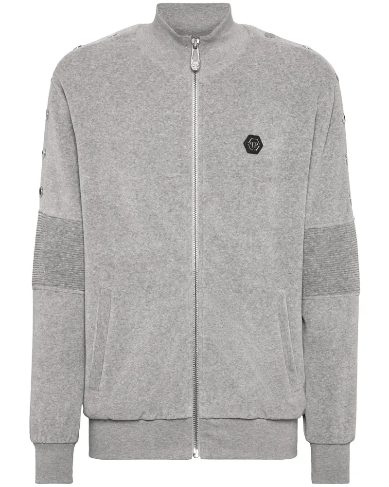 Philipp Plein Sportjacke mit Logo-Schild - Grau Grau
