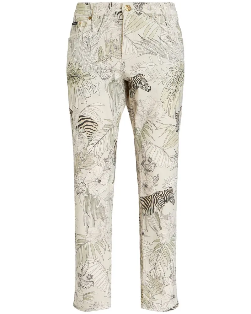 Etro Gerade Jeans mit Zebra-Print Nude