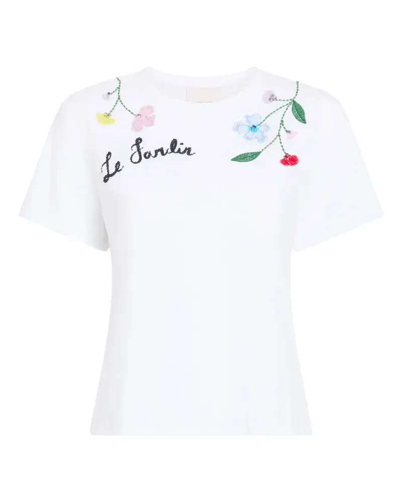 Cinq à Sept 3D Floral Vine T-Shirt - Weiß Weiß