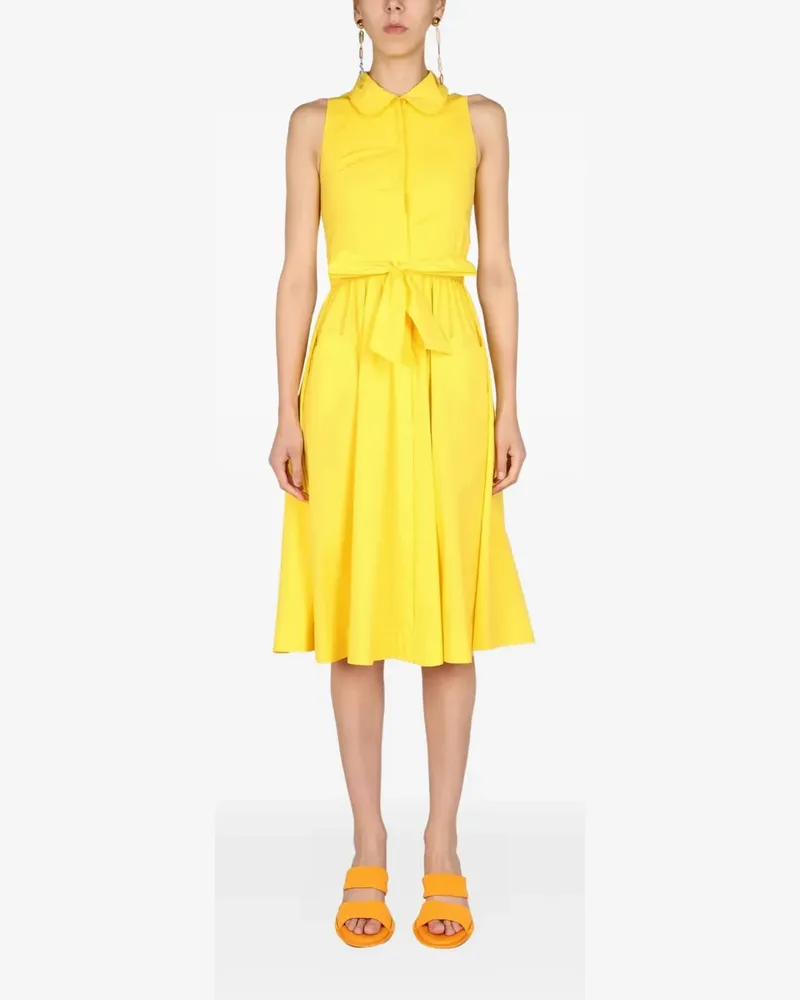 Moschino tie-fastening polo-collar midi dress - Gelb Gelb