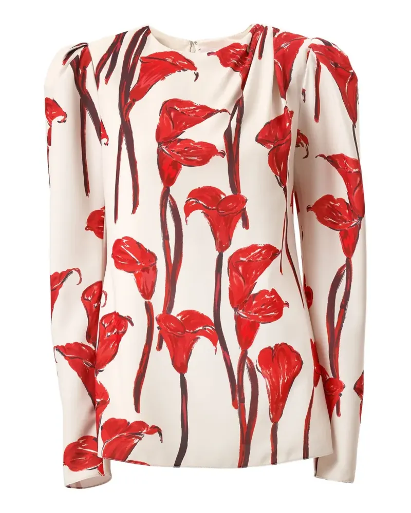 Carolina Herrera New York Calla Lily Bluse mit Print - Nude Nude