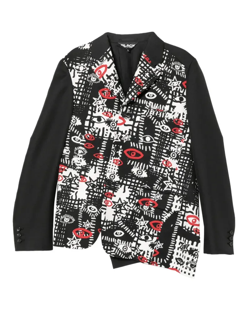 Comme des Garçons Asymmetrischer Blazer mit grafischem Print - Schwarz Schwarz