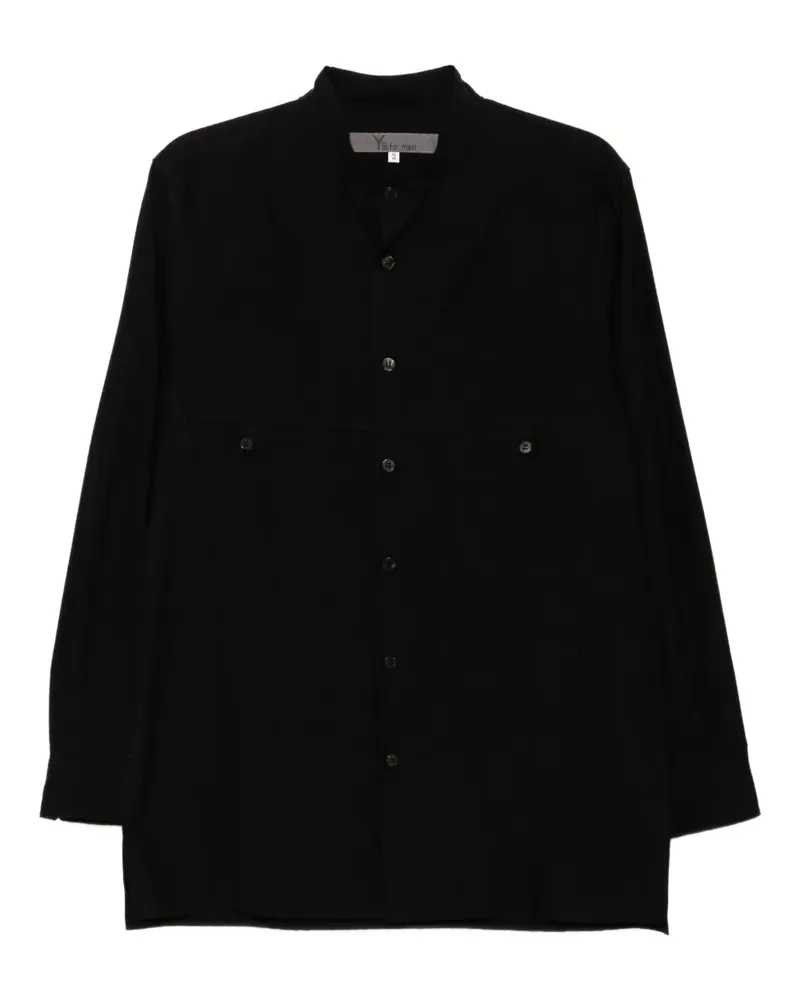 Yohji Yamamoto Khadi Hemd mit Einsatz - Schwarz Schwarz