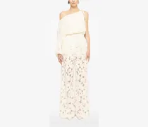 Asymmetrische Chiffonbluse - Nude