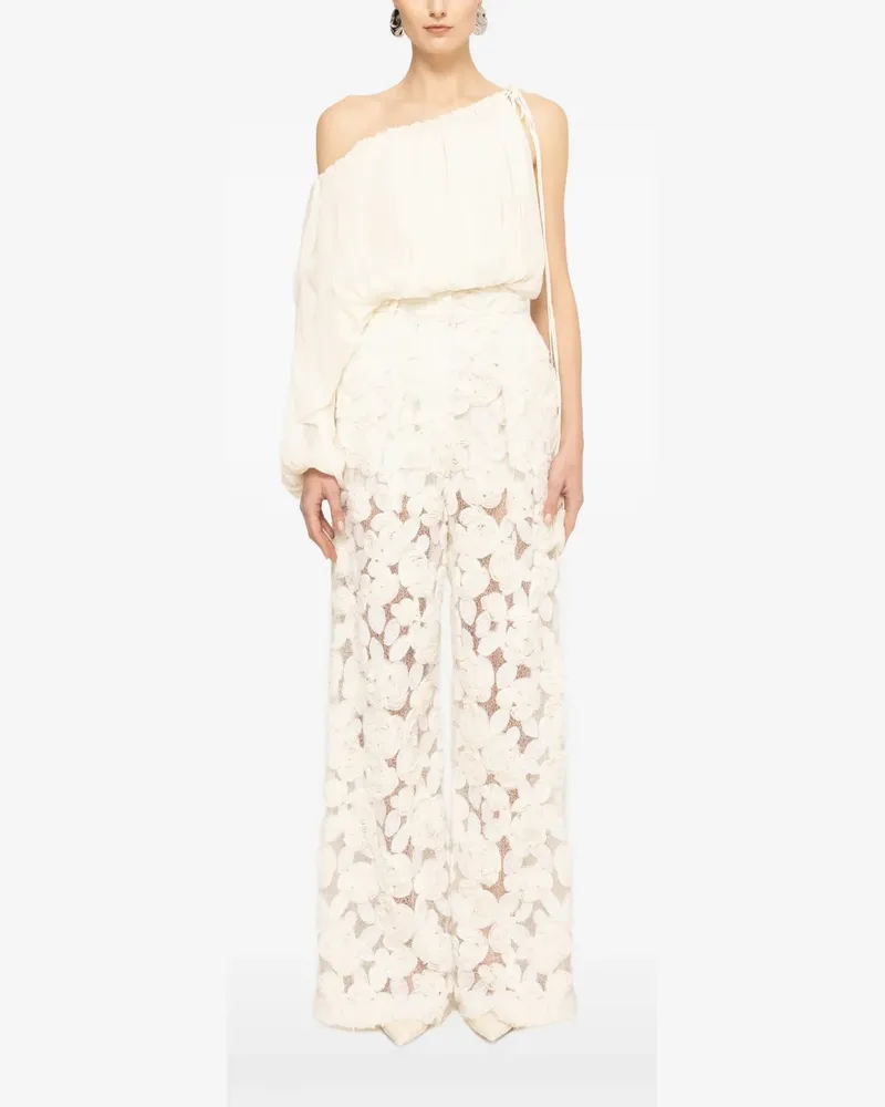 NISSA asymmetrical chiffon blouse - Nude Nude