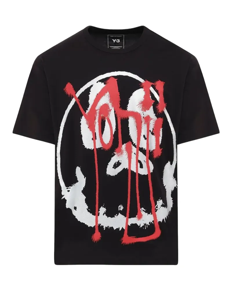 Y-3 skull graphic T-shirt in black/red - Schwarz Schwarz