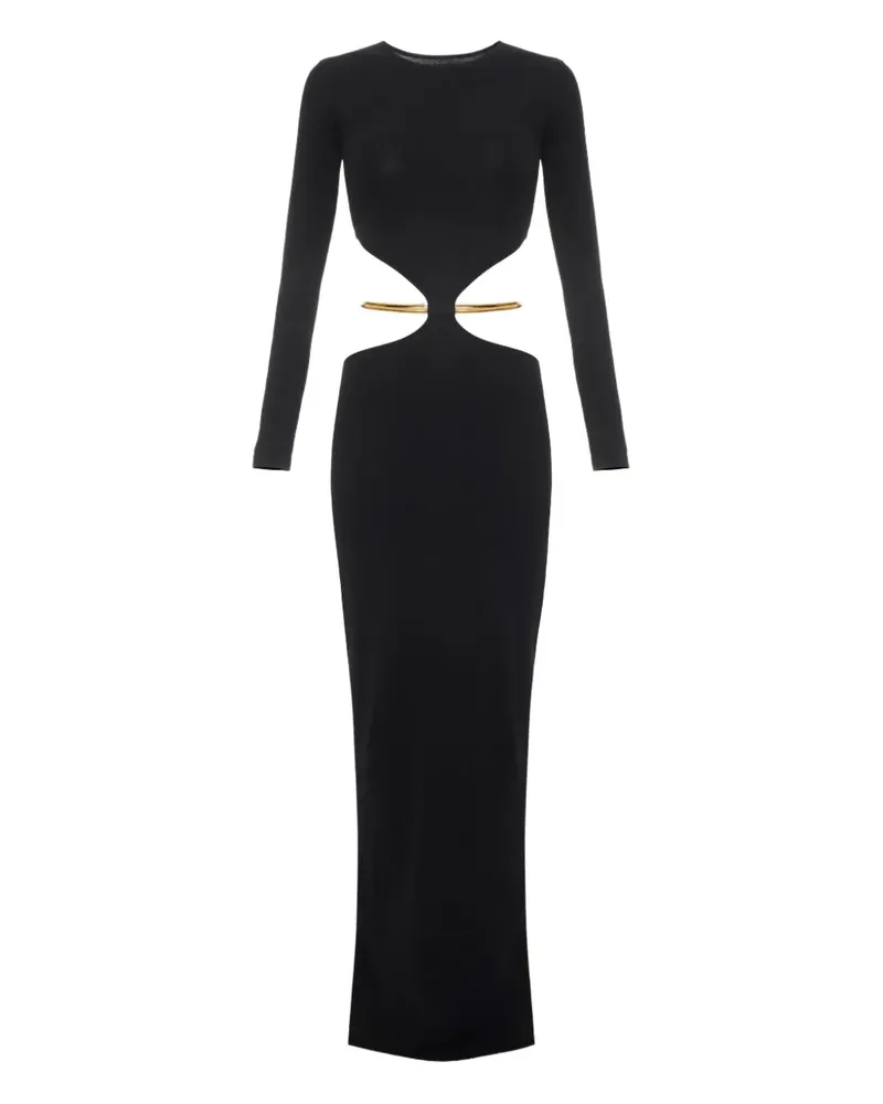 Elisabetta Franchi Maxikleid mit Cut-Out-Kette - Schwarz Schwarz