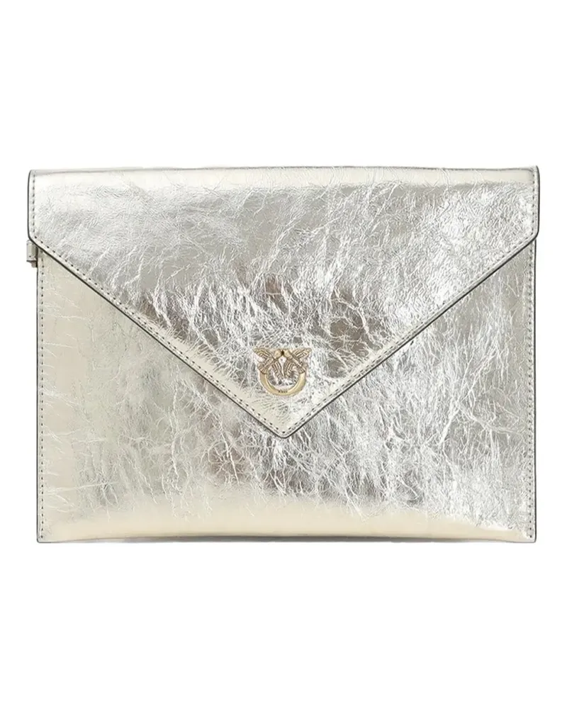 Pinko metallic-effect leather clutch bag - Gold Gold
