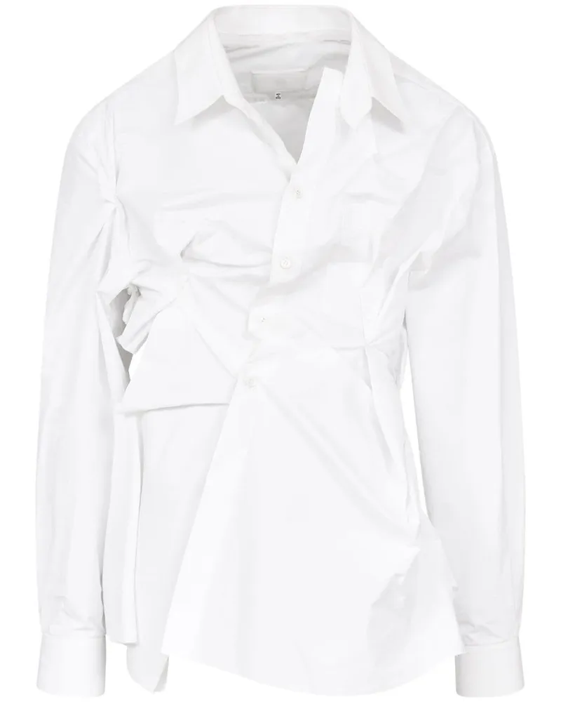 Maison Margiela Asymmetrisches Hemd mit Raffungen - Weiß Weiß