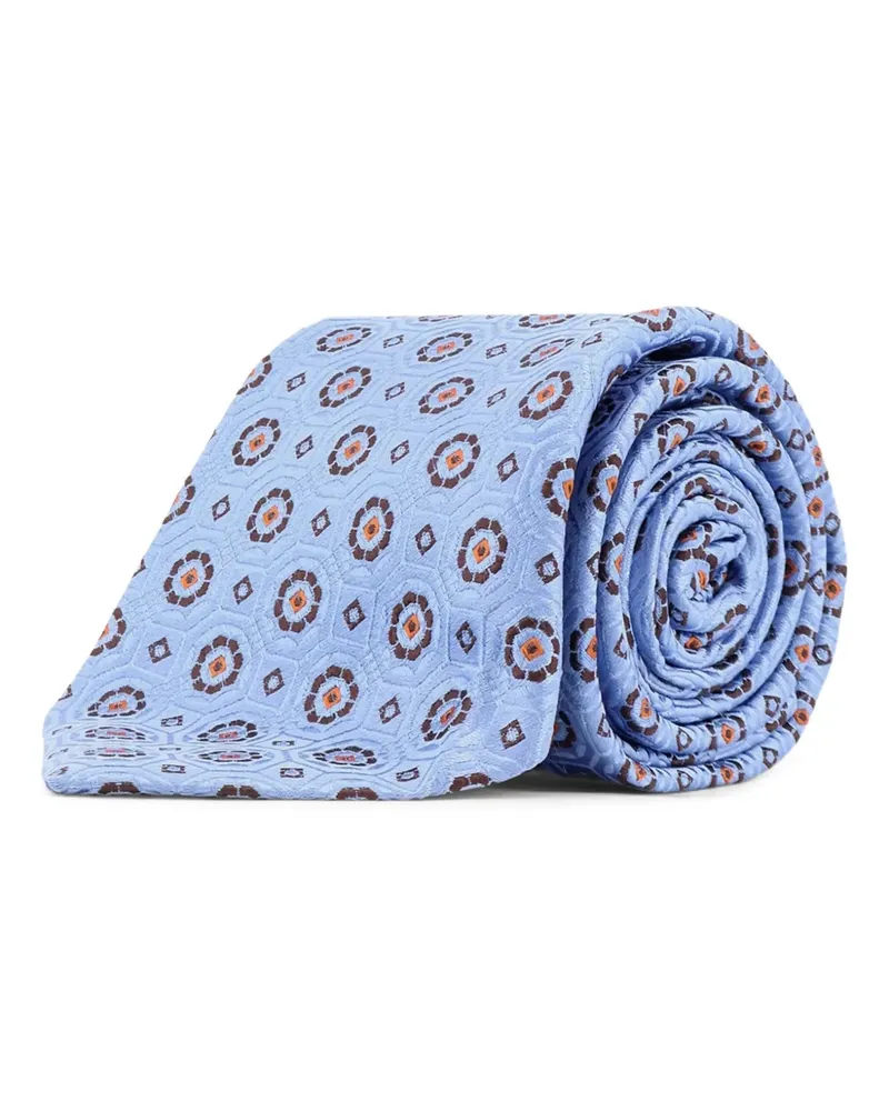 Kiton geometric-pattern tie - Blau Blau