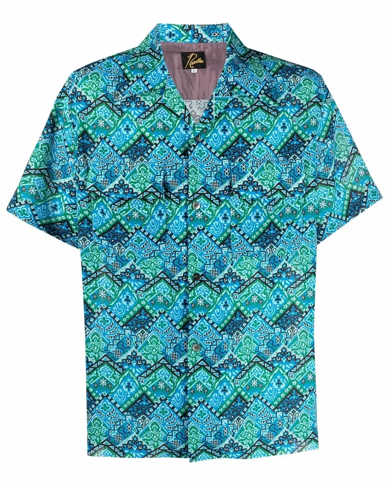 NEEDLES Hemd mit abstraktem Print - Blau Blau