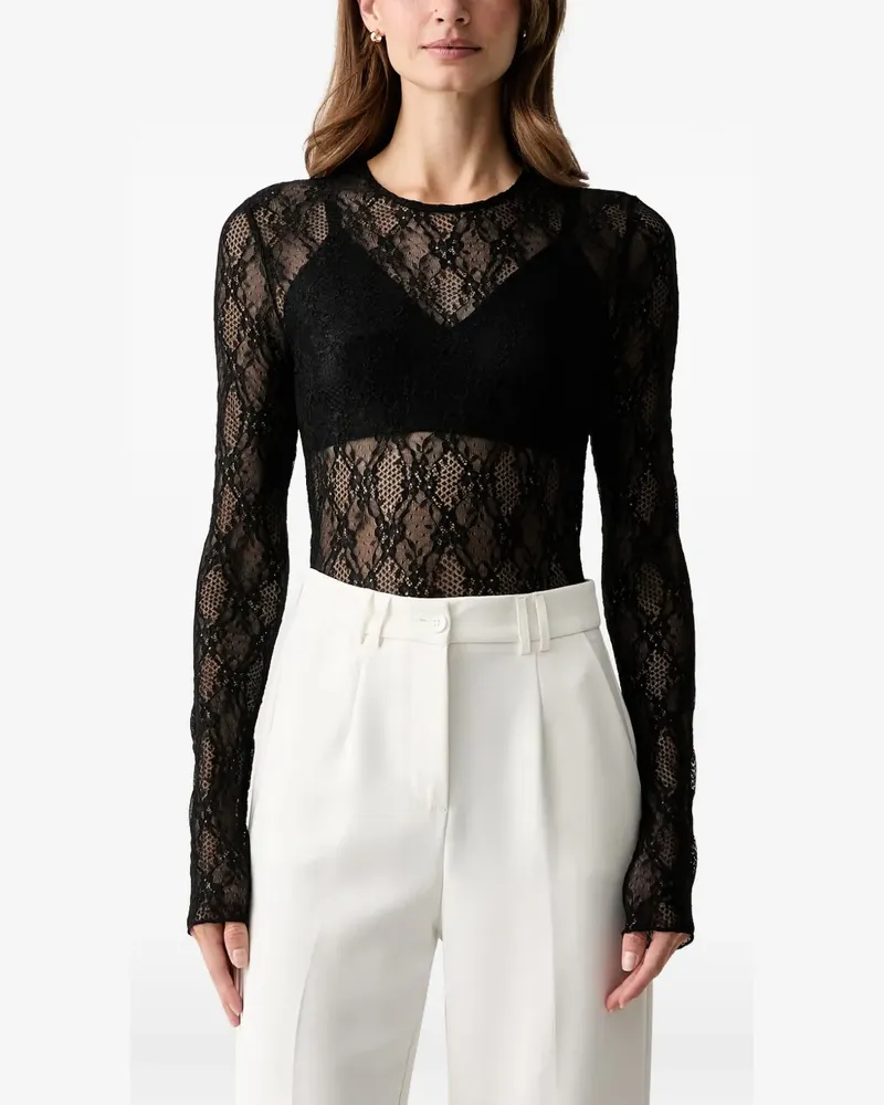 Twin-Set lace-panelled bodysuit - Schwarz Schwarz