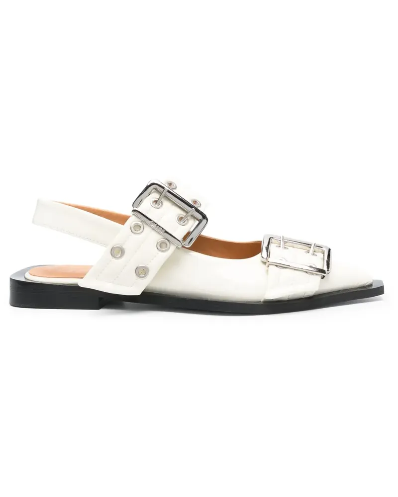 Ganni Ballerinas mit Schnalle - Weiß Weiß