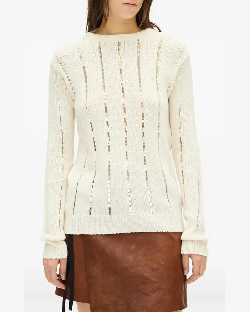 Ann Demeulemeester Pullover mit Lochstrickmuster - Weiß Weiß