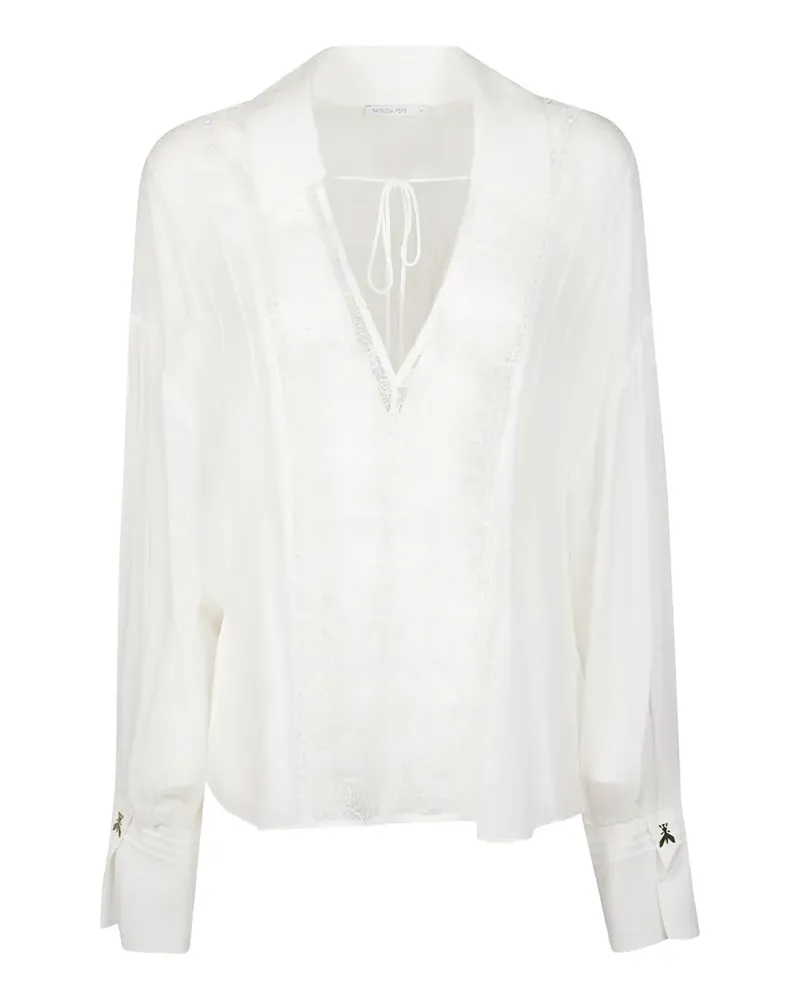 Patrizia Pepe lace long-sleeves blouse - Weiß Weiß