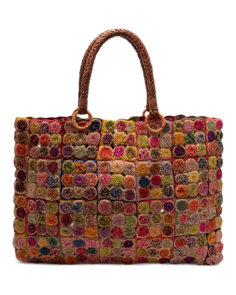 Jamin Puech Mosaique raffia tote bag - Rosa Rosa